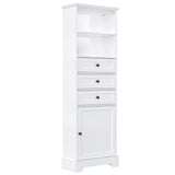 English Elm White Tall Storage Cabinet With 3 Drawers and Adjustable Shelves For Bathroom, Study, Office and Interior, Mdf Board With Painted Finish (Old Sku:Wf298151Aak)