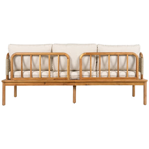 English Elm Christopher Knight Home® - Outdoor 3-piece Acacia Wood and Rope Patio Sofa Set Teak Beige — Water-Repellent Cushions, Durable Hardwood, Handwoven Rope Design N757S342866B