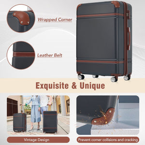 English Elm Hardshell 3 Piece Luggage Set Abs Spinner Suitcase with Tsa Lock Carry on Travel Black N732P171583B