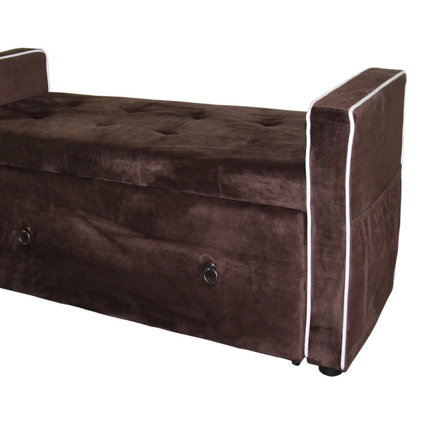 English Elm 22" 22" Shoe Storage Bench Brown Suede with Detachable Divider, Armrest Pouch, 6-Slot Organized Seating 45x19x23 B072116493