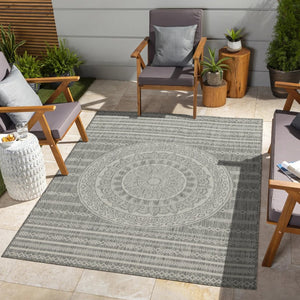 English Elm Sunshine Silver 7'10" X 10'3" Indoor/Outdoor Area Rug - Durable, Stain-Resistant, Family Friendly Design B186P198904-GIGA