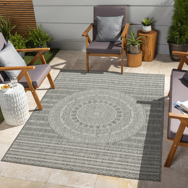 English Elm Sunshine Silver 5'3" X 7'3" Indoor/Outdoor Area Rug – Durable, Stylish, Kid & Pet-Friendly Design! B186P198905-GIGA