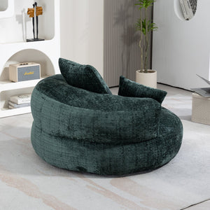 English Elm Lazy Sofa Oversized Ergonomic Bean Bag Lounger with High Wrap Back, Plush Chenille Foam Comfort for Living Room, Bedroom, Office Emerald W395P252054