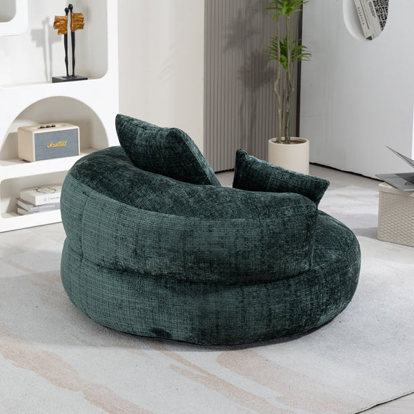 English Elm Lazy Sofa Oversized Ergonomic Bean Bag Lounger with High Wrap Back, Plush Chenille Foam Comfort for Living Room, Bedroom, Office Emerald W395P252054