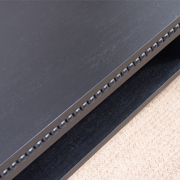 English Elm Modern Black Coffee Table With Beaded Trim – 52" Stylish Storage Solution For Contemporary Living Spaces W2729P298165