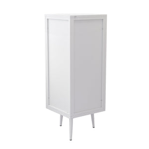 English Elm 22.25'' Floor Corner Cabinet with Tempered Glass Doors, Three-Tier Metal Frame Storage for Home White W757P180793