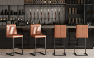 English Elm Faux Leather Counter Stools Set of Two Ergonomic Curved Back Metal Frame Kitchen Seating W5096P400642