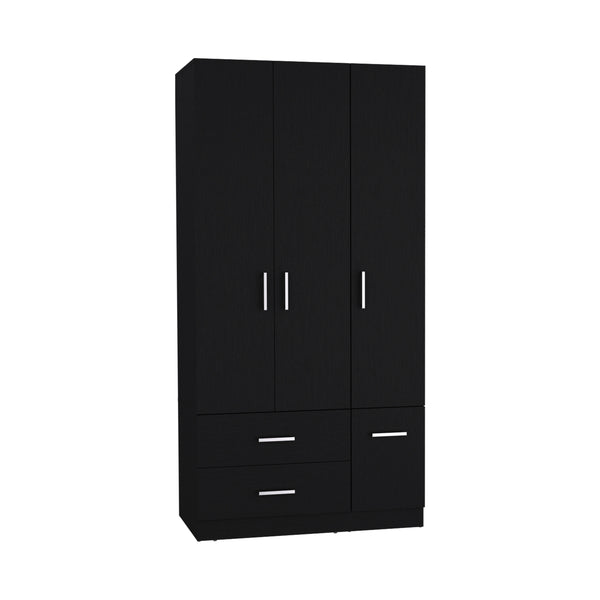 English Elm Sebree Tall Armoire Closet with Hanging Rod, Six Shelves, Two Drawers & Three Cabinets for Organized Storage Black 41.3 L x 22.8 W x 5.9 H B070S00231