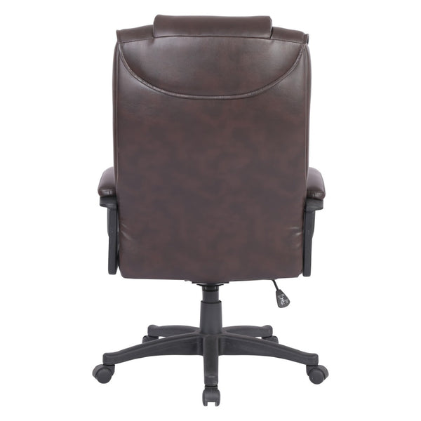 OSP Home Furnishings High Back Bonded Leather Office Chair with Lumbar Support and Ergonomic Padded Seat Espresso EC5162-EC1