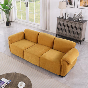 English Elm 102 Inch Linen Modular Sectional Sofa with Hidden Storage and Cloud Cushion Comfort Yellow W1099S00201