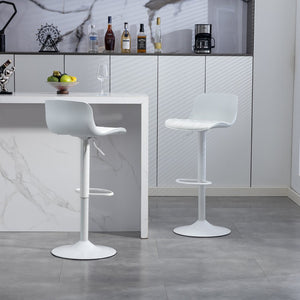 English Elm Bar Stools Set of 2 Adjustable Swivel Pu Leather Kitchen Island Seating with Back White W676P358683