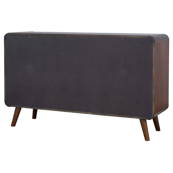 English Elm Winston Six Drawer Mid-century Dresser with Walnut Veneer Finish and Tapered Legs Dark Walnut B062P451713
