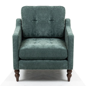 English Elm Accent Comfy chenille chair with USB charging, ergonomic wide back, high-rebound sponge, retro wooden legs Dark Green W2715P312490
