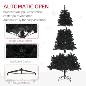 English Elm Homcom 6Ft Tall Unlit Artificial Christmas Tree With 1000 Branch Tips, Auto-Open Design, Steel Base W2225P249629