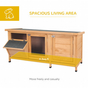 English Elm Rabbit Hutch Fir Wood Outdoor Cage with Asphalt Roof Run Zone and Pull-out Trays T3971P388950