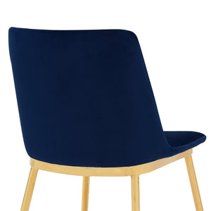 English Elm Opalyn Velvet Dining Chairs Set of 2 with Luxe Gold Metal Legs — Chic Upholstered Accent Seating for Home Blue B2736P354360