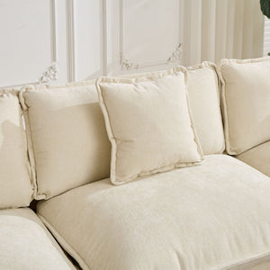 English Elm Cloud Modular Sectional Armrest with Chenille Upholstery Plush Double Layer Cushion Seating Beige W1143P378699