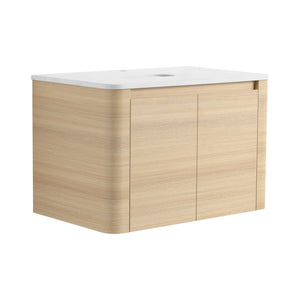 English Elm 30'' Wall-Mounted Bathroom Vanity with Soft-Close Doors, Rounded Edges, Plywood Durability, Space-Saving Ameican White Oak W999P348975
