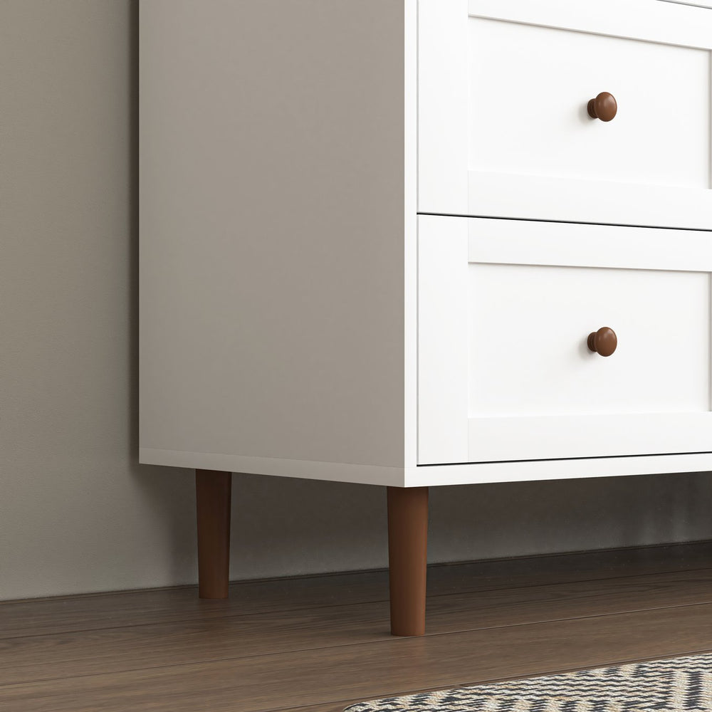 English Elm White MDF Display Storage Cabinet with Glass Doors, Adjustable Shelves, Durable Freestanding Pantry Organizer for Kitchen & Living Room W409P195106