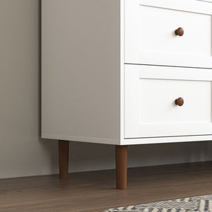 English Elm White MDF Display Storage Cabinet with Glass Doors, Adjustable Shelves, Durable Freestanding Pantry Organizer for Kitchen & Living Room W409P195106