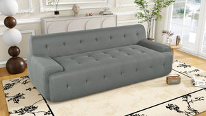 English Elm U_Style 86.2" Modern Tufted Upholstered 3-Seat Sofa with Foam+Pocket Spring, Plush Living Room Comfort Grey N711P206619E