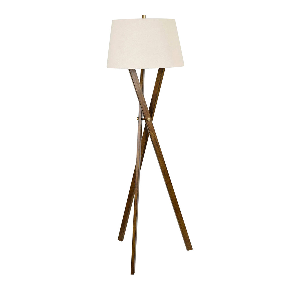 Crestview Collection 63.75"H Modern Tripod Floor Lamp With Crisscross Design, Linen Shade, And 3-way Switch For Versatile Lighting   Cvaer2037