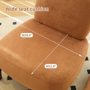 English Elm Cute Barrel Velvet Accent Chair Armless Solid Wood Legs Cozy Reading Nook Seat Caramel W2105P412977