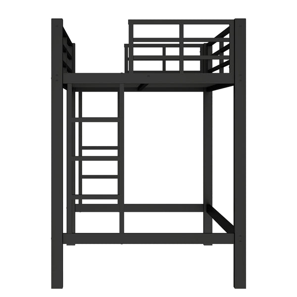 English Elm Twin Metal Loft Bed with Sturdy Frame, Space-Saving Underbed Storage, Safe Ladder & Guardrails W1580P370676