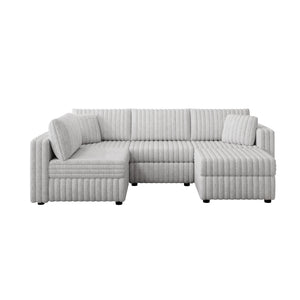 English Elm 106.3" Soft U-Shaped 4-Person Sofa With Ottoman – Modern Comfort, Storage & Style For Any Room W1767S00012