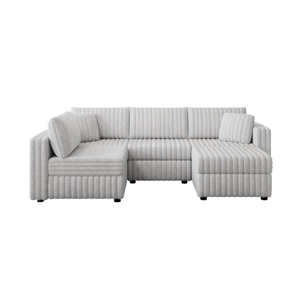 English Elm 106.3" Soft U-Shaped 4-Person Sofa With Ottoman – Modern Comfort, Storage & Style For Any Room W1767S00012