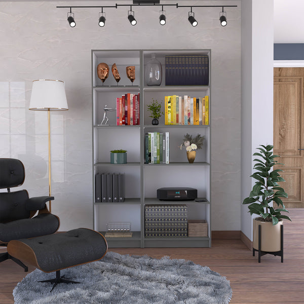English Elm Kenyon Slim Two-Piece Bookcase Set with 10 Shelves — Modern Durable Particleboard Storage Solution Multicolor 45 L x 16 W x 6 H B200S00302