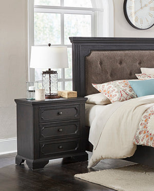 English Elm Traditional Bolingbrook 3-Drawer Nightstand with Framed Detail, Pine Veneer Finish, Knob Hardware Charcoal 31.25 L x 20.25 W x 32.25 H B011P233653