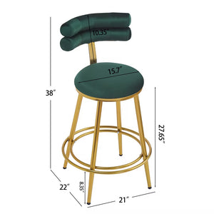 English Elm Christopher Knight Home® - 27.65'' 27.65" Modern Counter Stools Set of 2 with Luxurious Velvet Upholstery, Ergonomic Curved Back, Iron Frame & Footrest Dark Green N780P194940E