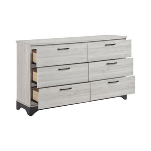 English Elm Contemporary Two-Tone 6-Drawer Dresser White Oak & Gray Finish, Smooth Ball-Bearing Glides, 59" B011P385703