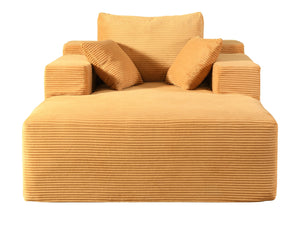 English Elm Convertible Boneless Chaise Lounge Sofa — Oversized Corduroy Sleeper Chair with Pillows, No Assembly Yellow B2735P383861