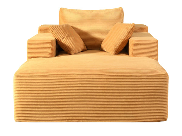 English Elm Convertible Boneless Chaise Lounge Sofa — Oversized Corduroy Sleeper Chair with Pillows, No Assembly Yellow B2735P383861