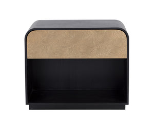 Sunpan Algarve Nightstand: Timeless Mid-Century Design with Antique Gold Accents and Unique Craftsmanship Black / Champagne Gold