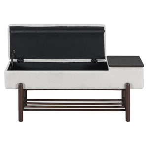 English Elm TREXM Farmhouse Upholstered Storage Bench with Lift-Top Hidden Compartment and Shoe Rack, Durable Comfort Espresso N715P308014P