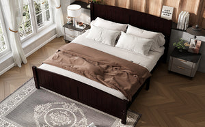 English Elm King Solid Wood Platform Bed with Slatted Support, Modern White Finish, No Box Spring Needed, Sturdy Design Espresso W1580P374317