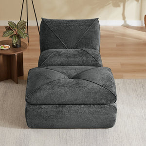 English Elm Modern Chenille Modular Sofa with Built-in Foot Pedals for Comfortable Living Rooms Dark Gray W3396P463875