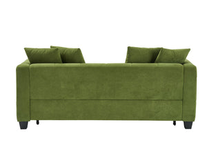 English Elm 77.9-inch cloud velvet 3-seater sofa bed with pull-out sleeper, sturdy wood frame, high-density foam comfort Green W1278S00075