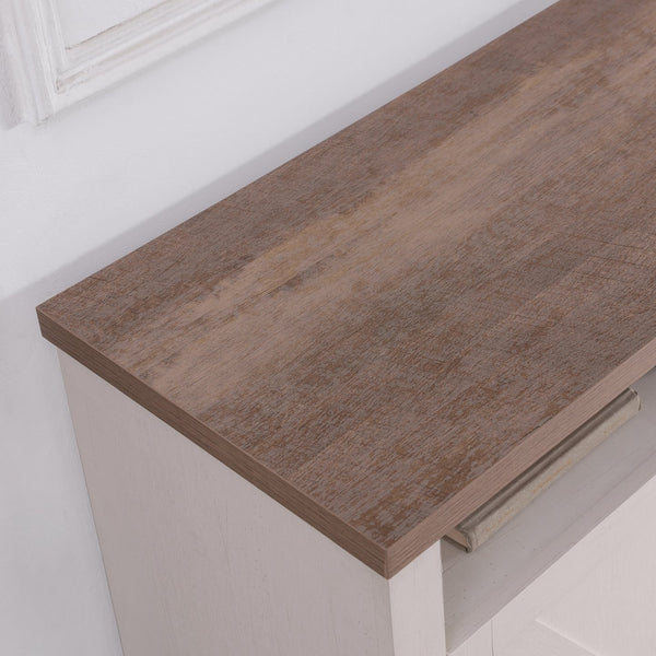 English Elm 6-Tier Shoe Storage Cabinet Farmhouse White+Oak with Adjustable Shelves, 2-Tier Open Tray & Anti-Tip Safety W3151P264510