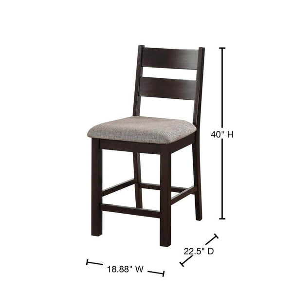 English Elm Dining Chairs Set of 2 Espresso Frame with Light Gray Padded Fabric Seats Ladder Back Transitional Dining B011P291549