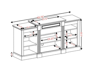 English Elm Media Console Table White 65.75" TV Stand with Adjustable Shelves, Cable Management, Large Storage Cabinet W1758P252336