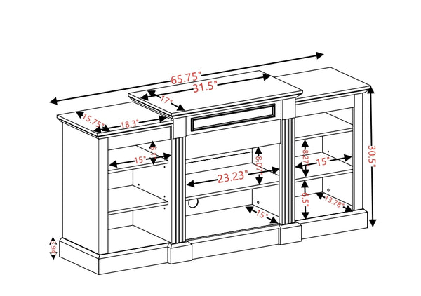 English Elm Media Console Table White 65.75" TV Stand with Adjustable Shelves, Cable Management, Large Storage Cabinet W1758P252336