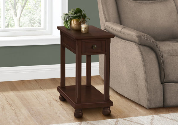 English Elm Accent Table Narrow Nightstand with Drawer and Shelf, Traditional Dark Brown Veneer, Space-Saving End Table 24.25"H Espresso 25 L x 15 W x 9 H B2710P219476