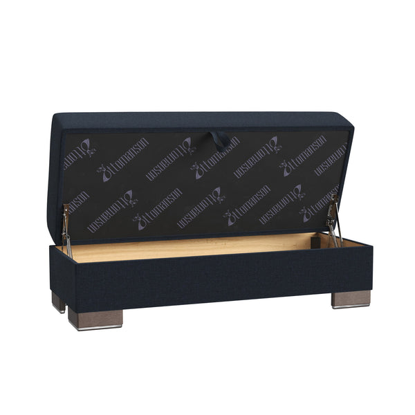 English Elm PrimeNest NimbusFlow Upholstered Ottoman with Storage and Click-Clack Tech, Microfiber Comfort 52" Dark Blue B030P280965