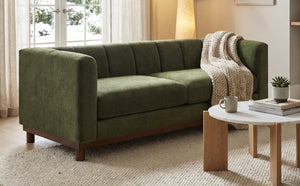 English Elm Modern Chenille Loveseat with Pocket Spring Support for Apartment Living Rooms Green N763S000070F