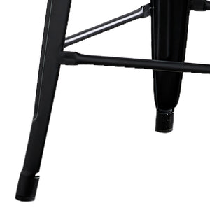 English Elm 24"Metal Industrial Barstool with Backrest, Set of 4 Matte Black Counter Stools, Lightweight Durable Design B347P337827