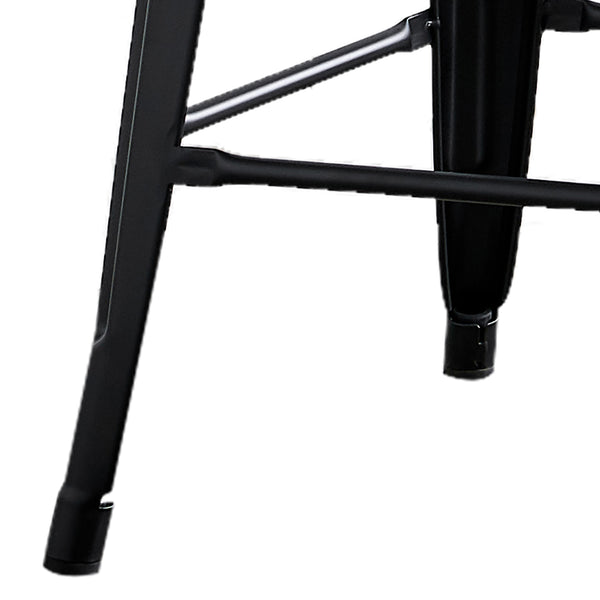 English Elm 24"Metal Industrial Barstool with Backrest, Set of 4 Matte Black Counter Stools, Lightweight Durable Design B347P337827